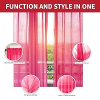 Sapphire Home Hot Pink Sheer Curtains - 2 Panels Set  54