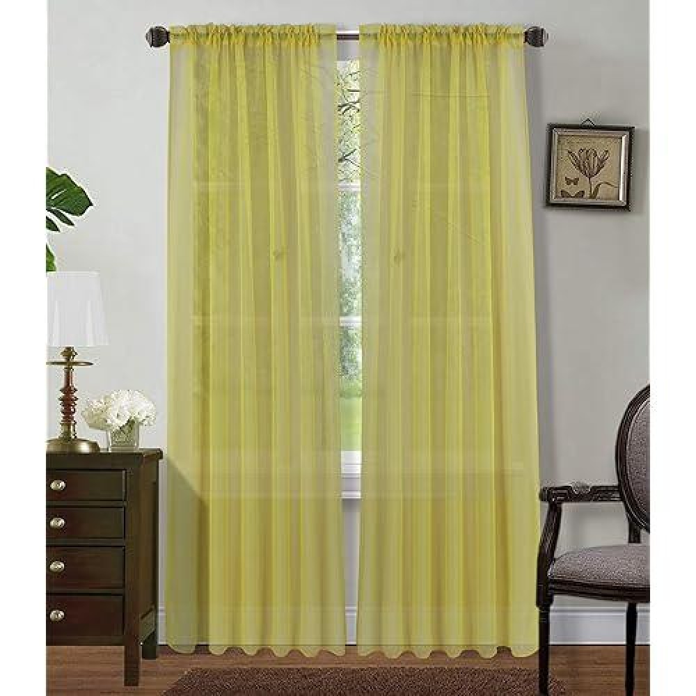 Sapphire Home Yellow Sheer Curtains - 2 Panels Set  54