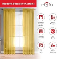 Sapphire Home Yellow Sheer Curtains - 2 Panels Set  54