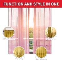 Sapphire Home Yellow Sheer Curtains - 2 Panels Set  54