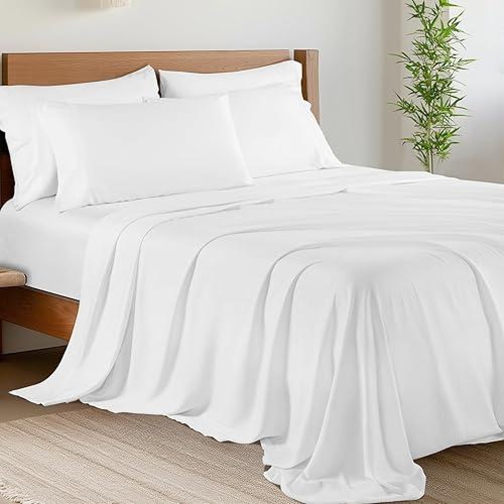 Shilucheng 6 Piece King Sheet Sets  Cooling Sheets  Blend Rayon Derived From Bamboo  Deep Pocket Up To 16