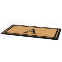 The Lakeside Collection Bordered Monogram Estate Coir Door Mat Black and Gold A