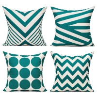 All Smiles Turquoise Teal Couch Accent Throw Pillows Cases Cushion Covers 1616 Set Of 4 Outdoor For Sofa Patio,Modern D