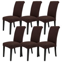 Coolbebe Chair Covers For Dining Room Set Of 6, High Stretchy Dining Chair Slipcovers Washable, Removable Armless Parsons Chair Protector Covers For Home, Hotel, Restaurant, Banquet (Chocolate)