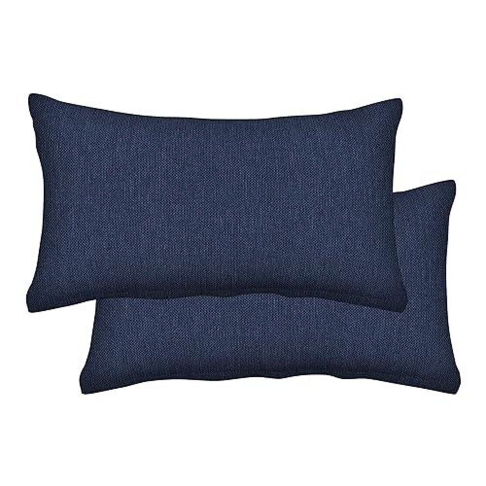 Honeycomb Outdoor Lumbar Toss Pillow Set 20 W X 12 L Textured Solid Indigo Blue Outdoor Pillows