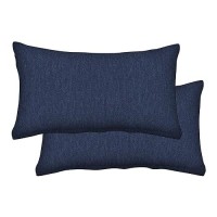 Honeycomb Outdoor Lumbar Toss Pillow Set 20 W X 12 L Textured Solid Indigo Blue Outdoor Pillows