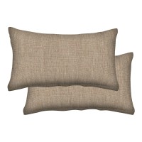 Honeycomb Indoor/Outdoor Textured Solid Birch Tan Lumbar Toss Pillow: Recycled Fiberfill, Weather Resistant, Comfortable And Stylish Pack Of 2 Pillows For Patio Furniture: 21