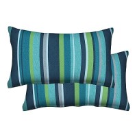 Honeycomb Outdoor Lumbar Toss Pillow Set 20 W X 12 L Stripe Poolside Outdoor Pillows