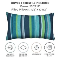 Honeycomb Outdoor Lumbar Toss Pillow Set 20 W X 12 L Stripe Poolside Outdoor Pillows