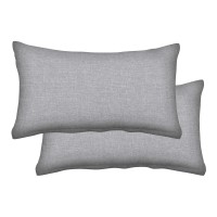 Honeycomb Indoor/Outdoor Textured Solid Platinum Grey Lumbar Toss Pillow: Recycled Fiberfill, Weather Resistant, Comfortable And Stylish Pack Of 2 Pillows For Patio Furniture: 21