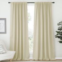 Nicetown Farmhouse Curtains For Bedroom Room Darkening Curtains With Rod Pocket And Back Tab Home Decoration Beige 70 Wide