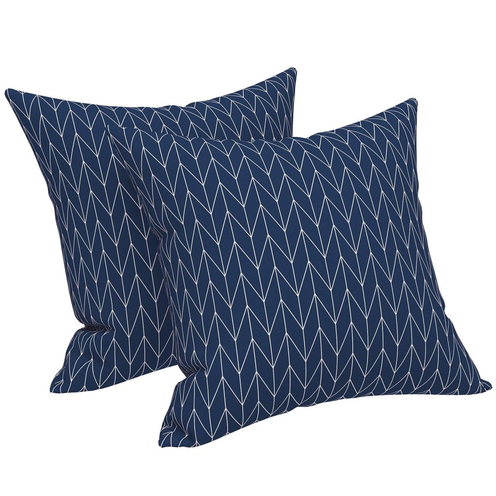 Lvtxiii Outdoor/Indoor Pillow Covers Only, Square Throw Pillow Covers, Modern Cushion Cases For Sofa Patio Couch Decoration 18 X 18 Inch, Pack Of 2, Herringbone Navy