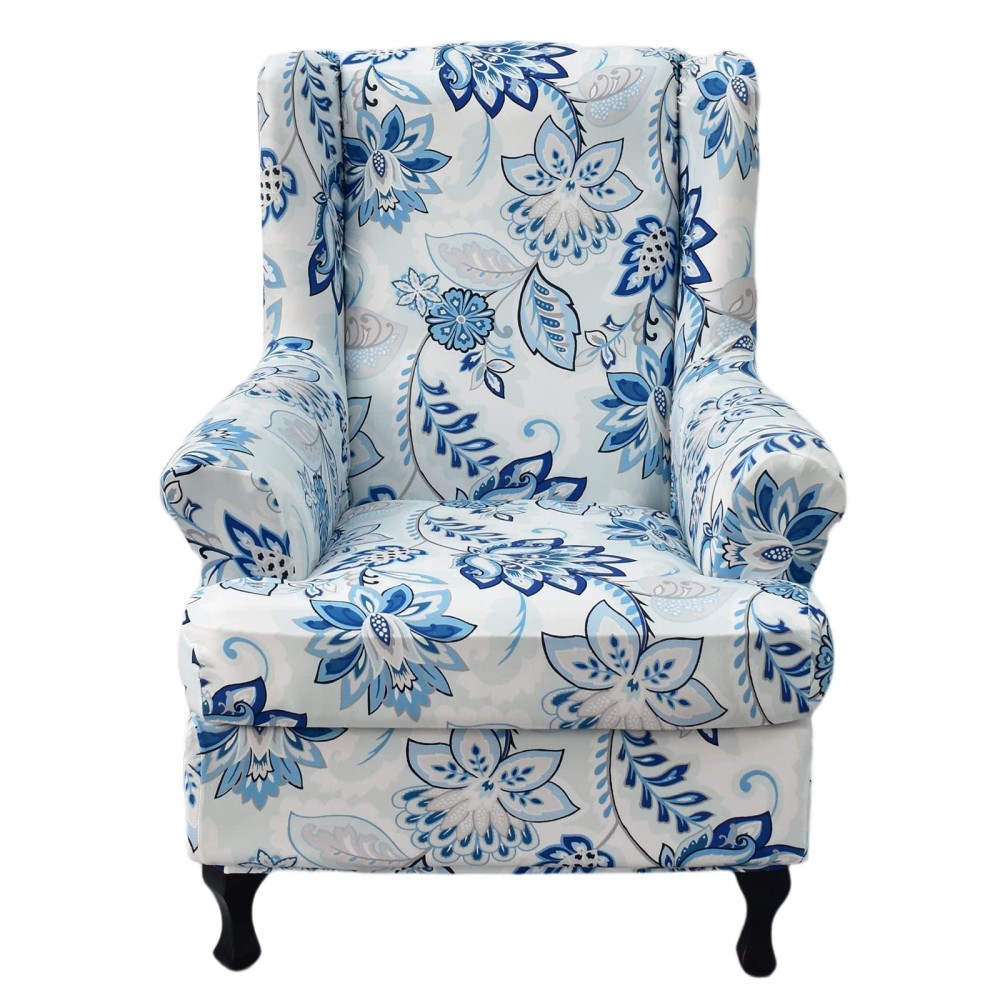 Eco-Ancheng Wingback Chair Slipcover 2 Piece Slipcovers For Wingback Chairs Spandex Wingback Chair Covers Washable Furniture Protector With Elastic Bottom For Living Room Wingback Chairs