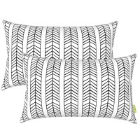 Lvtxiii Outdoor Pillow Covers 12? X 20? Patio Lumbar Pillwo Cases Decorative Throw Pillowcase Shell For Couch Garden Furniture Use, Herringbone Black White, 2 Pack