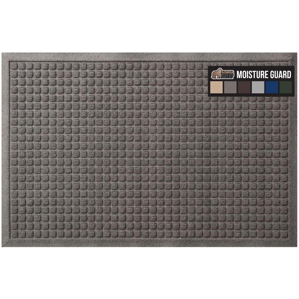 Gorilla Grip Ultra Absorbent Moisture Guard Doormat Absorbs Up To 275 Cups Of Water Stain And Fade Resistant Spiked Rubber B