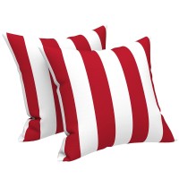 Lvtxiii Outdoor/Indoor Throw Pillows, Decorative Throw Pillows With Inserts, 18?X18? Square Pillows For Bed, Couch, Sofa And Patio Furniture (Set Of 2, Cabana Red)