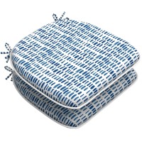 Lvtxiii Outdoor Chair Cushions Patio Seat Cushions D16Xw17 Inch With Ties For Patio Furniture Chairs Home Garden Decoration, Pebble Blue, Set Of 2