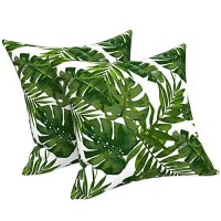 Lvtxiii Outdoor/Indoor Throw Pillows, Decorative Throw Pillows With Inserts, 18?X18? Square Pillows For Bed, Couch, Sofa And Patio Furniture (Set Of 2, Palm Green)