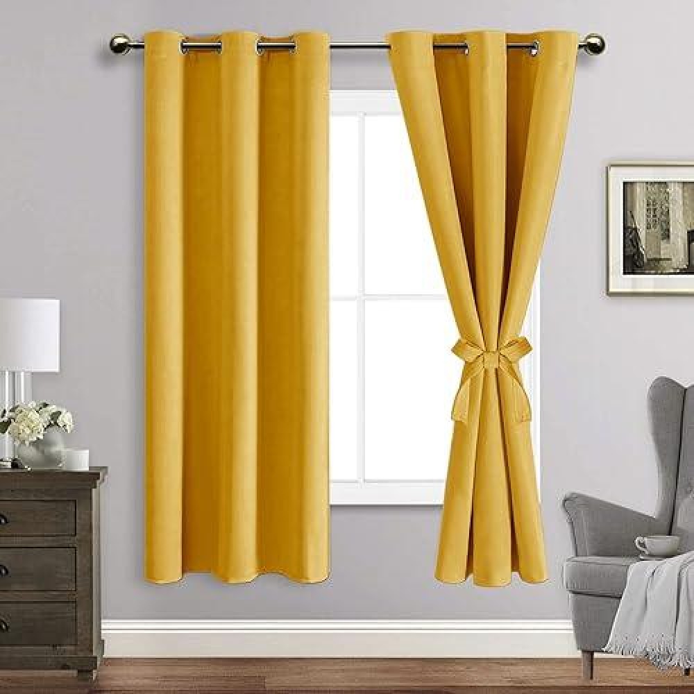 Jiuzhen Blackout Curtains With Tiebacks Thermal Insulated Light Blocking And Noise Reducing Grommet Curtain Drapes For Bedroo