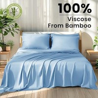 Shilucheng 100 Viscose Derived From Bamboo Sheets Full Size 6Pcs Ultra Cooling Silky Soft Bed Sheets 16 Deep Pocket Pe