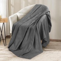 Utopia Bedding 100% Cotton Blanket (Throw Size - 60X50 Inches) 350Gsm Lightweight Thermal Blanket  Soft Breathable Blanket For All Seasons (Smoke Gray)