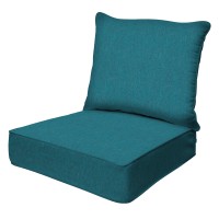 Honeycomb Outdoor Textured Solid Teal Deep Seating Patio Cushion Set: Resilient Foam Filling, Weather Resistant And Stylish Set, Seat: 24