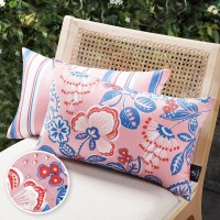 Phantoscope Pack Of 2 Outdoor Indoor Throw Decorative Pillow Cover Decorative Waterproof Striped Floral Patio Pillows Cushion Ca