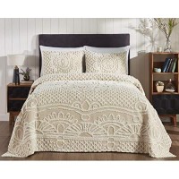 Better Trends chenille Bedspreads Set Twin Size Ardent collection Medallion Design in Beige Lightweight bedspreads 100 cott