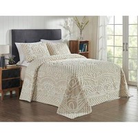 Better Trends chenille Bedspreads Set Twin Size Ardent collection Medallion Design in Beige Lightweight bedspreads 100 cott