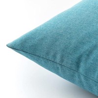 Emema Outdoor Waterproof Peacock Blue Pillow Covers 12X20 Inch Rustic Decorative Throw Pillow Covers Cushion Case Rectangle For