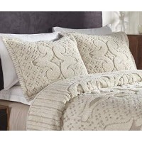 Better Trends Serenity collection 100 cotton chenille Bedspread Medallion Design Queen Size Floral Design Bed cover in Beige