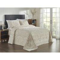 Better Trends chenille Bedspreads Set FullDouble Size Ardent collection Medallion Design in Beige Lightweight bedspreads 100