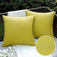 Emema Outdoor Waterproof Grass Green Pillow Covers 18X18 Inch Rustic Decorative Throw Pillow Covers Cushion Case Square For Pati