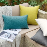 Emema Outdoor Waterproof Grass Green Pillow Covers 18X18 Inch Rustic Decorative Throw Pillow Covers Cushion Case Square For Pati