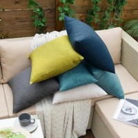 Emema Outdoor Waterproof Grass Green Pillow Covers 18X18 Inch Rustic Decorative Throw Pillow Covers Cushion Case Square For Pati