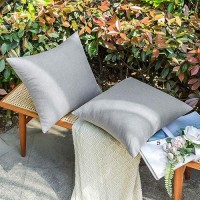 Emema Outdoor Waterproof Light Gray Pillow Covers 20X20 Inch Rustic Decorative Throw Pillow Covers Cushion Case Square For Patio