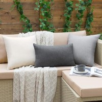 Emema Outdoor Waterproof Light Gray Pillow Covers 20X20 Inch Rustic Decorative Throw Pillow Covers Cushion Case Square For Patio