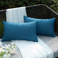 Emema Outdoor Waterproof Navy Blue Pillow Covers 12X20 Inch Rustic Decorative Throw Pillow Covers Cushion Case Rectangle For Pat