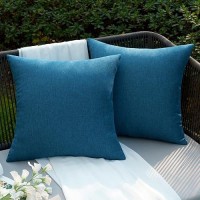 Emema Outdoor Waterproof Navy Blue Pillow Covers 20X20 Inch Rustic Decorative Throw Pillow Covers Cushion Case Square For Patio