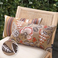 Phantoscope Pack Of 2 Outdoor Indoor Throw Decorative Pillow Cover Decorative Waterproof Striped Floral Patio Pillows Cushion Ca