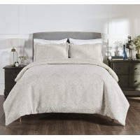 Better Trends Haven Damask Duvet cover collection 100 cotton Tufted Unique Luxurious Soft Plush Woven Machine Washable Tumble D