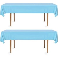 Decorrack 2 Rectangular Tablecloths -Bpa- Free Plastic, 54 X 108 Inch, Dining Table Cover Cloth Rectangle For Parties, Picnic, Camping And Outdoor, Disposable Or Reusable In Light Blue (2 Pack)