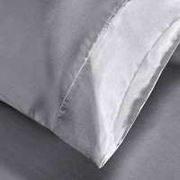 Cozylux Silk Satin Pillowcase For Hair And Skin King Set Of 2 Soft Pillow Cases Silky Microfiber Bed Pillow Covers Wrinkle Resistant With Envelope Closure(Light Grey/Gray  20 X 40 Inches)