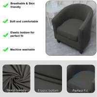 Womaco 2 Pieces Club Chair Slipcover Printed Stretch Armchair Tub Round Barrel Swivel Chair Covers Withc Cushion Cover Elastic Bottom Sofa Furniture Protector For Tullsta (1, Gray)