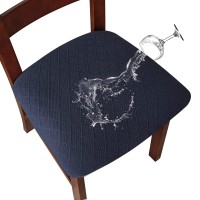 Genina Waterproof Seat Covers For Dining Room Chairs Covers Dining Chair Cover Kitchen Chair Covers (Navy Blue, 6 Pcs)