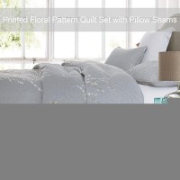 Exclusivo Mezcla Reversible Floral Quilt Set Twin Size 2 Piece Soft Lightweight Flower Pattern Printed Grey Bedspreads Coverlet