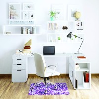 Deflecto Fashionmat Chair Mat, Purple Rain Design, Hard Floor And Flat Pile Carpet Use, Non-Studded Rectangle, 35