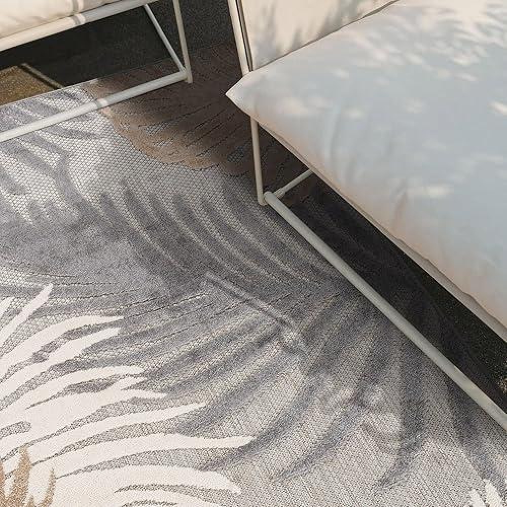 Rugshop Lucca Contemporary Floral Indoor/Outdoor Area Rug 5' X 7' Gray