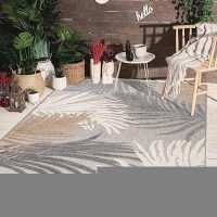 Rugshop Lucca Contemporary Floral Indoor/Outdoor Area Rug 5' X 7' Gray