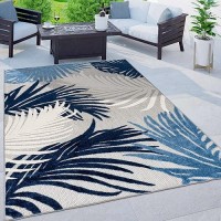 Rugshop Lucca Contemporary Floral Indoor/Outdoor Area Rug 5' X 7' Navy